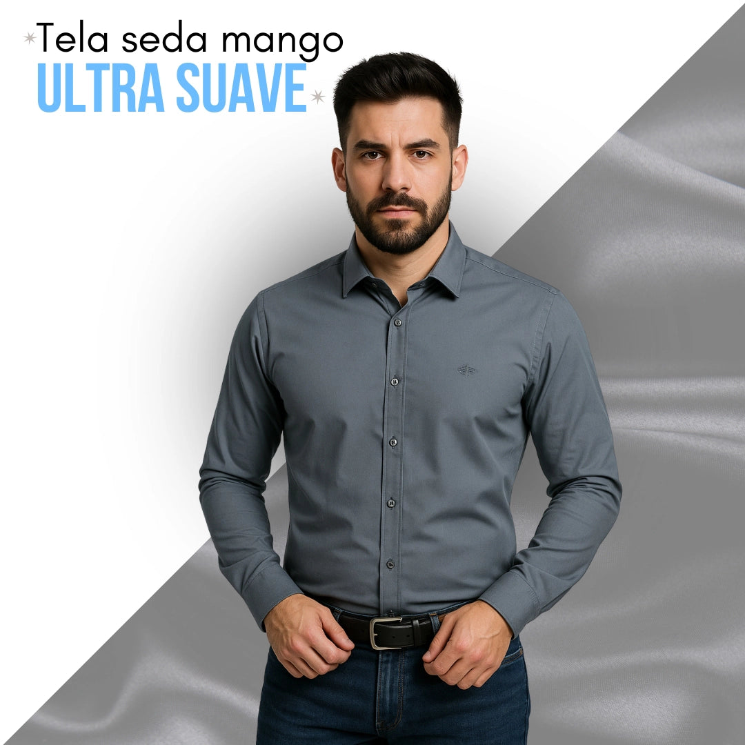 Elegant™ Camisa Seda Manga Larga
