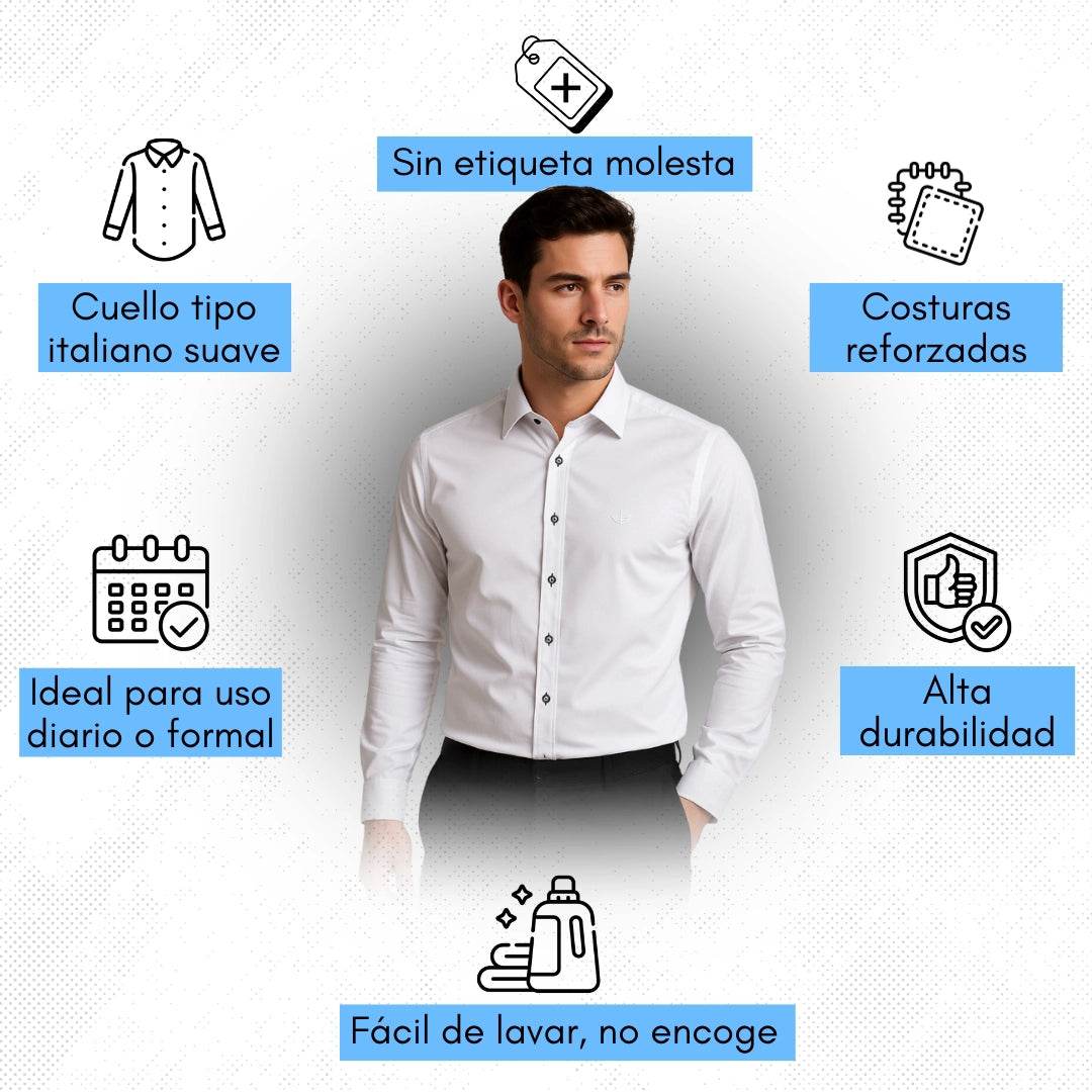 Elegant™ Camisa Seda Manga Larga