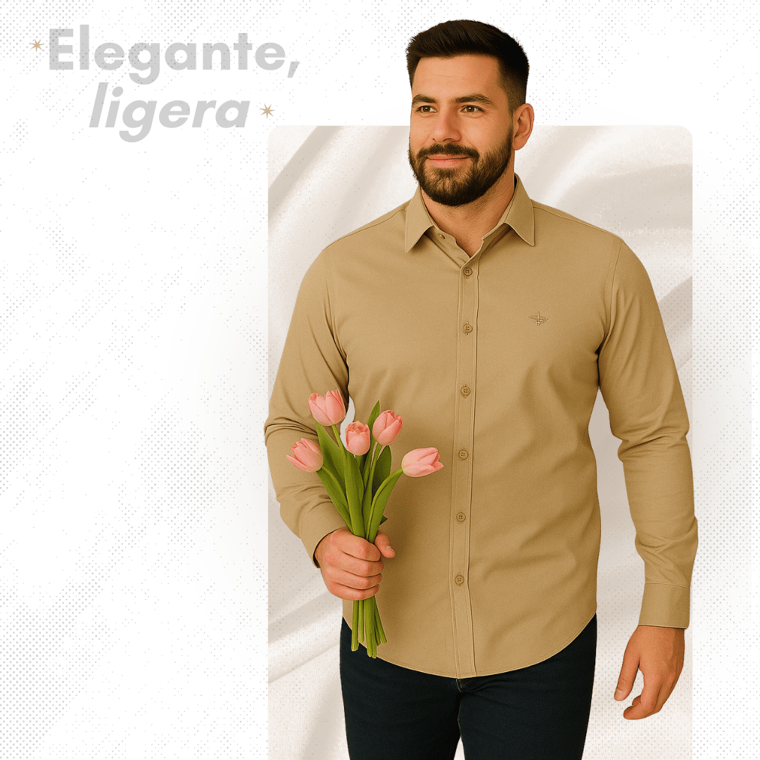 Elegant™ Camisa Seda Manga Larga
