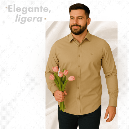 Elegant™ Camisa Seda Manga Larga